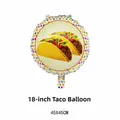 18-inch round aluminum foil balloon featuring colorful Mexican taco print and dots - Taco Pattern