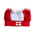Detailansicht des Fan-Perücken-Stirnbands mit stacheligen rot-weißen Haaren und Fahne - England-Stil (Nur Perücke)