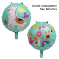 Detail von 18-Zoll-Mintgrün-Folienballons mit süßen Lama- und Einhorn-Mustern-Drucken - Minze Lama