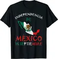 Black cotton T-shirt featuring Mexican Independence Day map and flag print design - S / Tops / Black