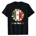 Black cotton t-shirt featuring Viva Mexico flag print with diverse cartoon kids graphic - XS / Tops / Black