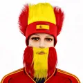 Fan-Perücke und Bart-Set in den Farben der spanischen Flagge für Fußball-Events - Spanien-Stil (Perücke Und Bart-Set)