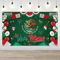 Mexicaanse Onafhankelijkheidsdag foto achtergrond met Viva Mexico tekst en ballonnen - Donkergroene Arend Stijl (q069) / 180x110cm