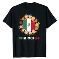 Zwart Viva Mexico grafisch T-shirt met nationale vlag en tekening van hand-in-hand kinderen - XS / Tops / Zwart