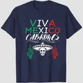 Unisex cotton T-shirt featuring Viva Mexico Cabrones skull and sombrero design - XS / Tops / Red