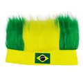 Vibrant Brazil flag wig headband for soccer fans with green and yellow mohawk style - Brazil Style (Wig Only)
