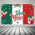 Viva Mexico feestelijke achtergrond voor Mexicaanse Onafhankelijkheidsdag en carnaval party - Rood Wit Groen Ballon Stijl (q070) / 180x110cm