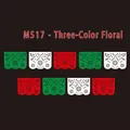 Decorative Mexican Papel Picado plastic banners in green white and red for Cinco de Mayo - Floral Style (MS17) / Red White Green Tricolor
