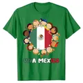 Groen Viva Mexico grafisch T-shirt met cartoonkinderen en Mexicaanse vlag-ontwerp - XS / Tops / Groen