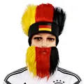 Vollständiges Perücken- und Bart-Kostümset in den Farben der deutschen Nationalflagge - Deutschland-Stil (Perücke Und Bart-Set)