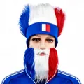 Frankreich-Flaggen-Perücke und Bart-Set für Fußball-Fans - Frankreich-Stil (Perücke Und Bart-Set)