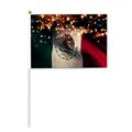Close-up detail of a Mexican hand-held mini flag featuring festive bokeh lighting effects. - Bokeh Effect Style (Style 5) / 14x21CM