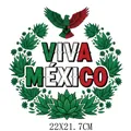 Mexico Independence Day heat transfer sticker with eagle and VIVA MEXICO text 22cm - Spreading Eagle Agave Leaf Style (DS1580)