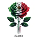 High-quality Mexican flag rose heat transfer sticker 18x24cm for DIY t-shirt design - Flag Color Rose Style (DS1575)