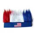 US-Flaggen-Perücken-Stirnband mit rot-weiß-blauem Kunstfell für Sportfans und Partys - USA-Stil (Nur Perücke)