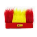 Fan-Perückenhut in spanischen Flaggenfarben mit besticktem Nationalflaggen-Abzeichen - Spanien-Stil (Nur Perücke)