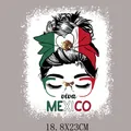Patch a trasferimento termico Giorno Indipendenza Messico con design messy bun girl - Stile Ragazza con lo Chignon Disordinato (DS1555)