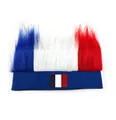 Frankreich-Flaggen-Perücken-Stirnband für Fußballfans mit blau-weiß-rotem Kunsthaar-Design - Frankreich-Stil (Nur Perücke)