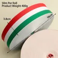 Rouleau de ruban rayé tricolore rouge blanc vert de 3,8 cm de large pour médailles - Largeur 3.8cm Rayures Rouges Blanches Vertes / 50m/Rouleau