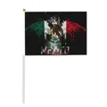 Bandiera a mano Messico 14x21cm mini striscione in poliestere per le celebrazioni - Stile lettering aquila (Stile 3)