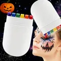 Regenboog 6-kleuren schminkstiften in draagbare capsule voor Halloween party make-up - 6-Kleuren Regenboogstijl / Regenboogkleurig Wit