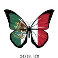 Farfalla bandiera giorno indipendenza Messico patch a trasferimento termico per abbigliamento - Stile Farfalla Bandiera (DS1557)