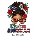 Mexican Independence Day flag woman head heat transfer sticker decal for clothes 18.3x25cm - Mexican American Female (DH1894)