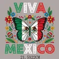 Mexican Independence Day butterfly heat transfer patch, 21.5x22cm size. - Maracas Butterfly Style (DS1562)