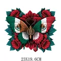 Vibrant Mexico Independence Day butterfly flag heat transfer decal patch for DIY clothing - Red Flower Butterfly Style (DS1563)
