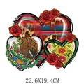 Mexican Independence Day iron-on transfer with eagle and rose hearts - Tricolor Heart Design (DF0363)