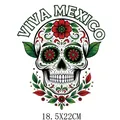 Mexico Independence Day sugar skull iron-on transfer pattern for clothing, size 18.5x22cm - Sugar Skull Floral Style (DS1567)