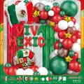 Mexican Independence Day balloon arch garland kit featuring Viva Mexico foil flag balloons - Mexico Independence Day Decor Balloon (MXGG-07) / 50 Pieces