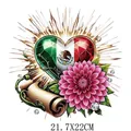 Mexican Independence Day heart gemstone heat transfer sticker for clothes 21.7x22cm - Cut Gem Dahlia Style (DS1570)