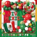 Viva Mexico Independence Day balloon arch kit with red, green, white flag theme foil balloons. - Mexico Independence Day Decor Balloon (MXGG-09) / 50 Pieces