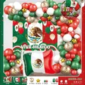 Mexico Independence Day balloon garland kit featuring green white and red foil balloons - Mexico Independence Day Decor Balloon (MXGG-010) / 50 Pieces