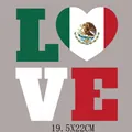 Mexico flag heart LOVE pattern heat transfer sticker iron on decal for clothes 19.5x22cm - LOVE Letter Fusion Style (DS1573)