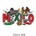 Mexico Independence Day heat transfer decal with eagle, sombrero and chili motifs. - MEXICO Diverse Texture Style (DS1574)