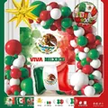 Mexican theme balloon arch kit with green white red latex and flag foil balloons - Mexico Independence Day Decor Balloon (MXGG-012) / 50 Pieces