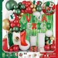 Mexican flag foil balloon set for National Day celebrations in green white and red - Mexico Independence Day Decor Balloon (MXGG-025) / 50 Pieces