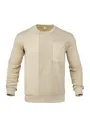 Vista dettagliata della felpa beige in velluto a coste con una comoda tasca sul petto. - S / Tops / Cachi