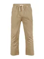 Photo de studio de ce pantalon décontracté en lin rayé kaki pour hommes avec cordon de serrage - S / Bottoms / Kaki