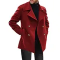 Cappotto da uomo rosso a doppiopetto, lunghezza media elegante per primavera e autunno - S / Tops / Rosso
