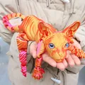 Detail view of large 3D printed articulated Sphynx cat figure with vibrant gradient color. - 50cm / Laser Red
