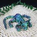 Articulated 3D printed hairless cat figure in iridescent metallic green and purple - 23CM / Iridescent
