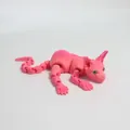 Articulated 3D printed pink hairless cat figurine with movable joints for home decor - 23CM / Season Pink