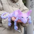 Articulated 3D printed Sphynx cat model ornament in purple and blue gradient color - 50cm / Amethyst