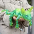 Articulated 3D printed hairless Sphynx cat figurine in gradient green and yellow finish - 50cm / Green Crystal
