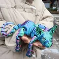 3D printed articulated Sphynx cat ornament with iridescent blue and green finish - 50cm / Iridescent