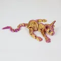 Articulated 3D printed Sphynx cat ornament with a gold and purple iridescent finish - 23CM / Purple Gold