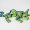 Articulated 3D printed Sphynx cat figure with an iridescent green gradient silk finish - 50cm / Blue Gold